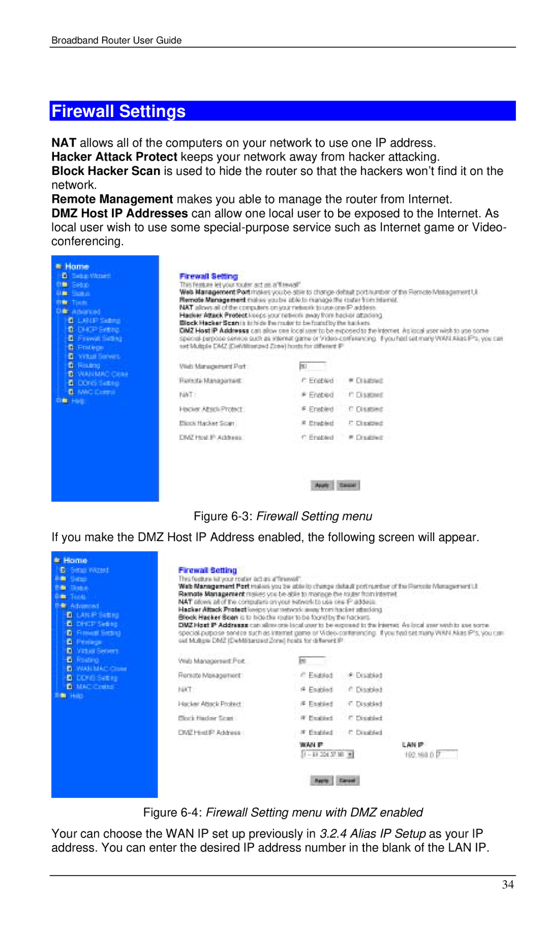 Planet Technology XRT-401B manual Firewall Settings, 3Firewall Setting menu 