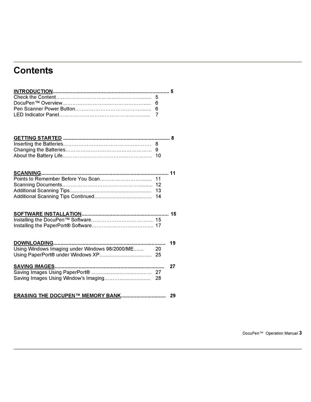 Planon System Solutions DocuPort Series DocuPen manual Contents 