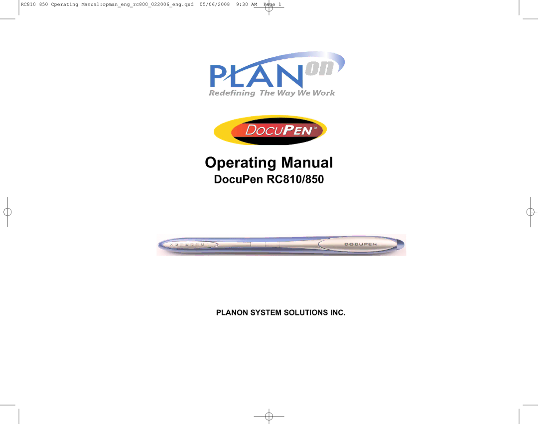 Planon System Solutions RC850, RC810 manual Operating Manual 