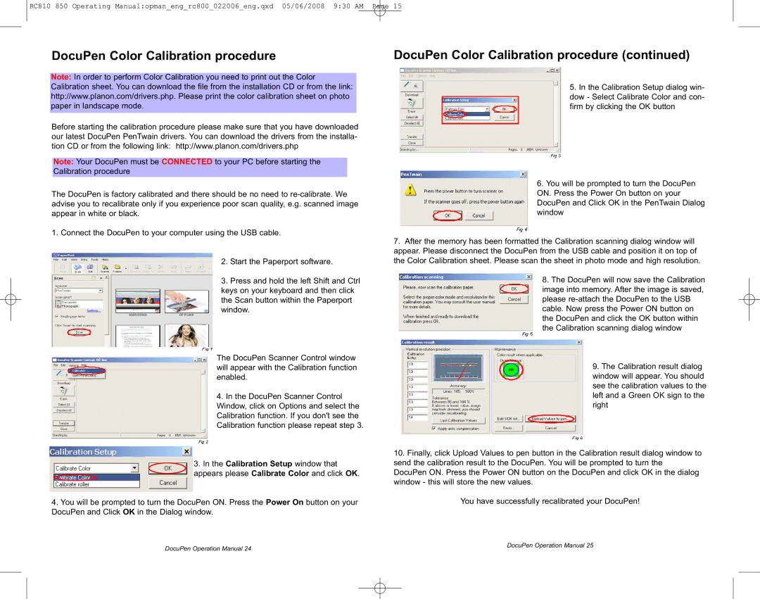 Planon System Solutions RC850, RC810 manual DocuPen Color Calibration procedure 