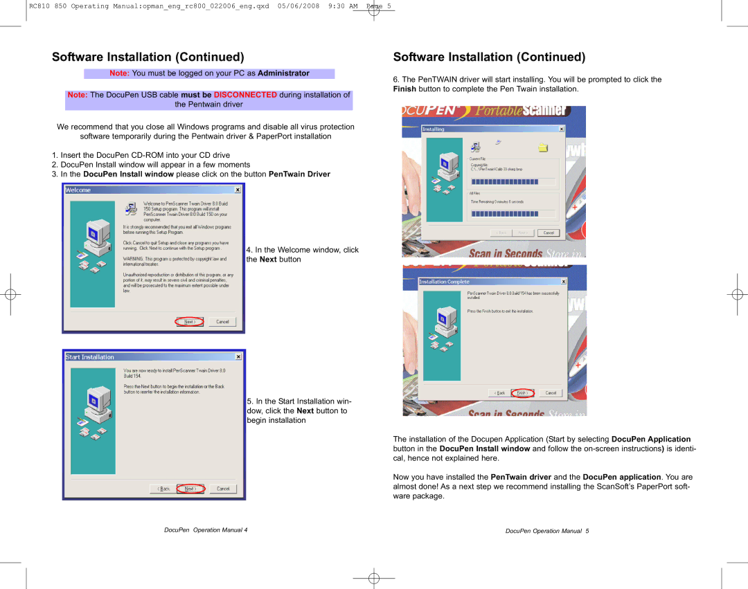 Planon System Solutions RC850, RC810 manual Software Installation 