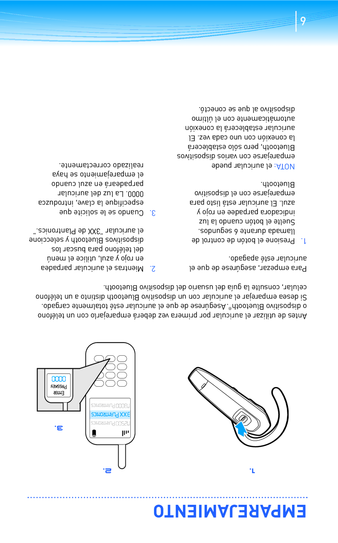 Plantronics 300 Series manual Emparejamiento 