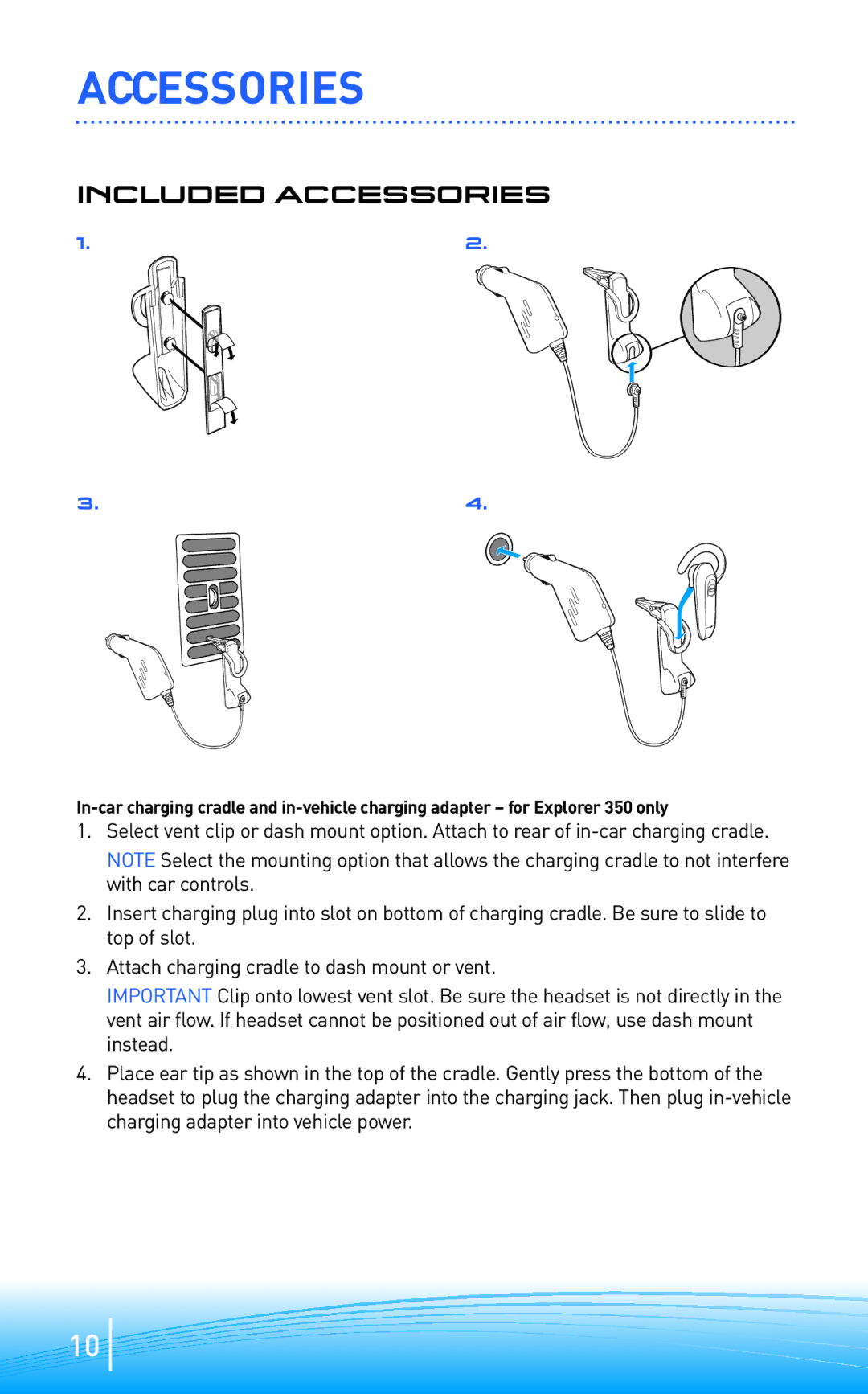 Plantronics 300 manual Included Accessories 