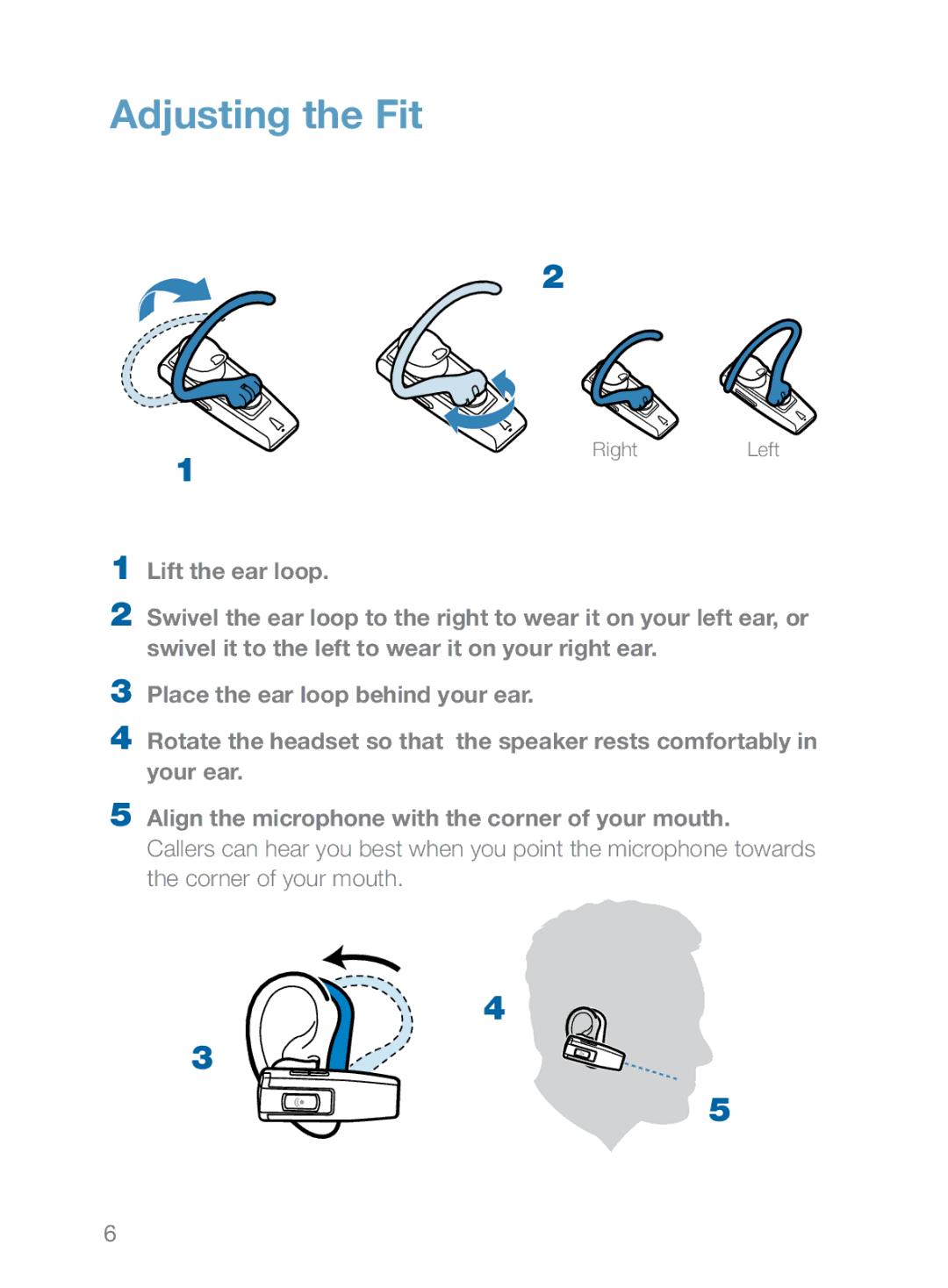 Plantronics 360 manual Adjusting the Fit 