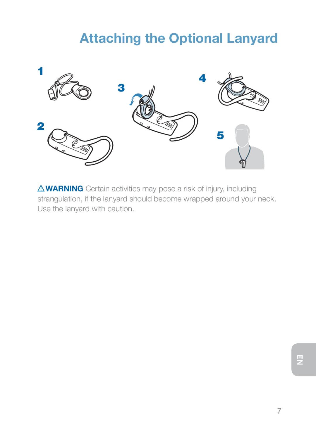 Plantronics 370 manual Attaching the Optional Lanyard 