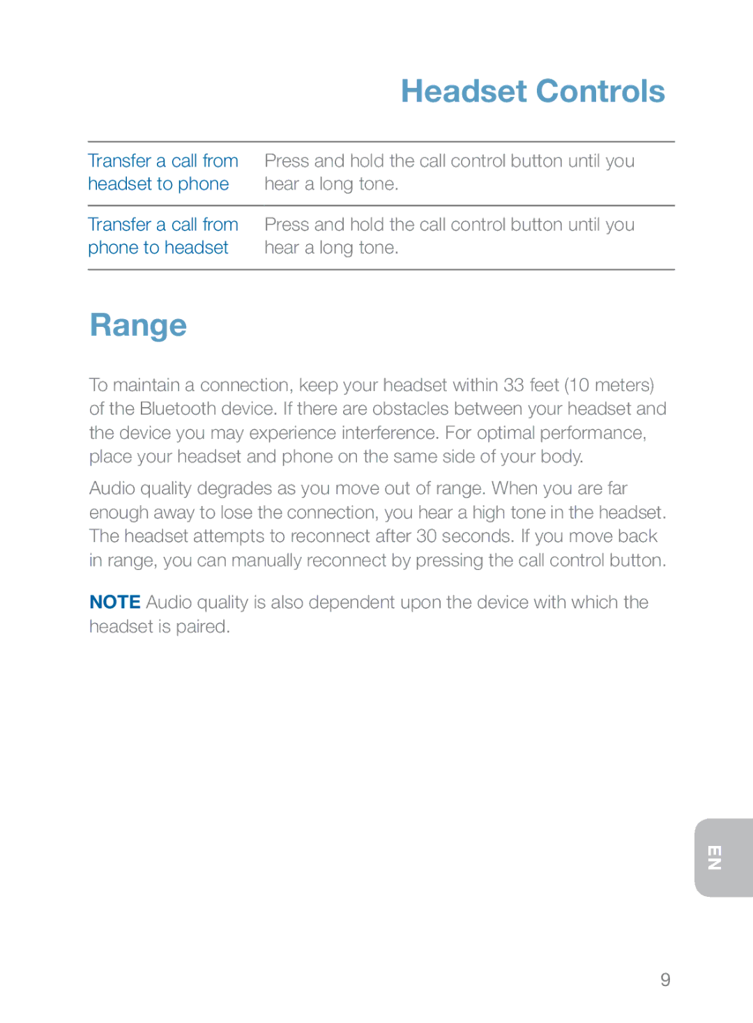 Plantronics 370 manual Range 