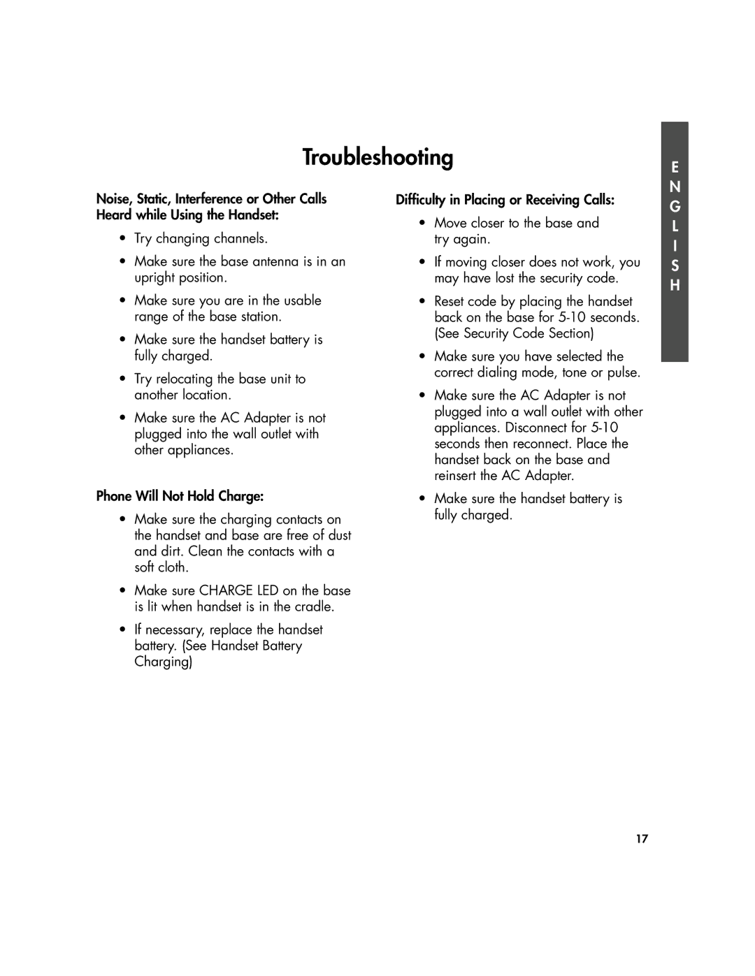 Plantronics 435 manual Troubleshooting 