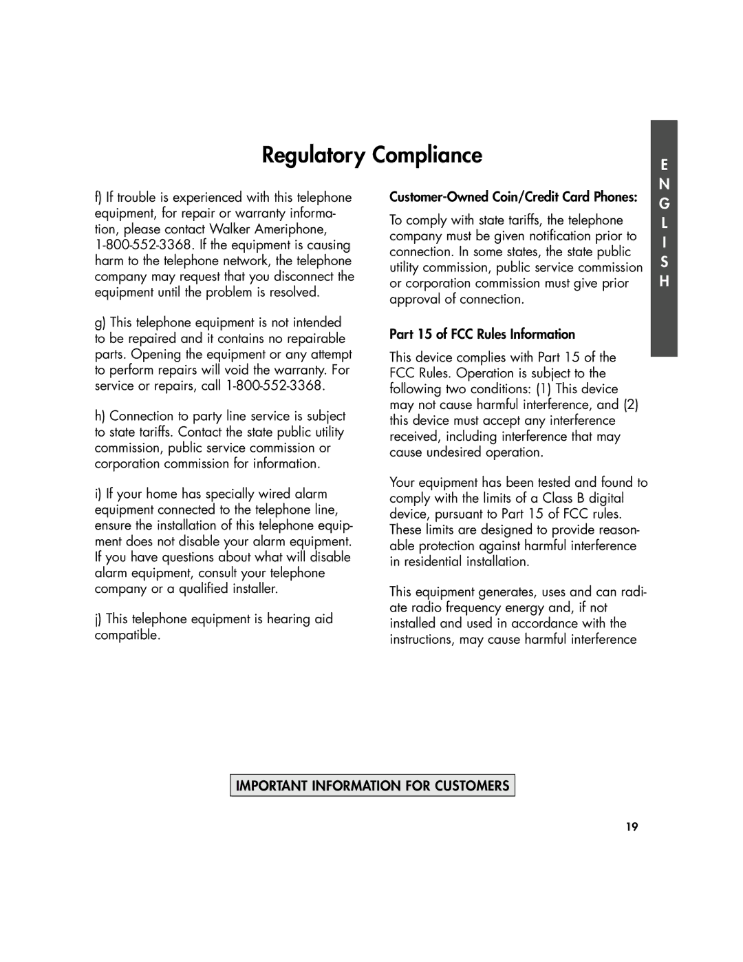 Plantronics 435 manual Regulatory Compliance 