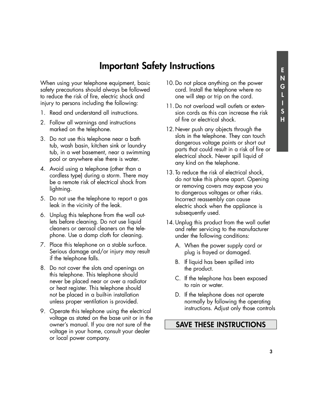 Plantronics 435 manual Important Safety Instructions, Read and understand all instructions 