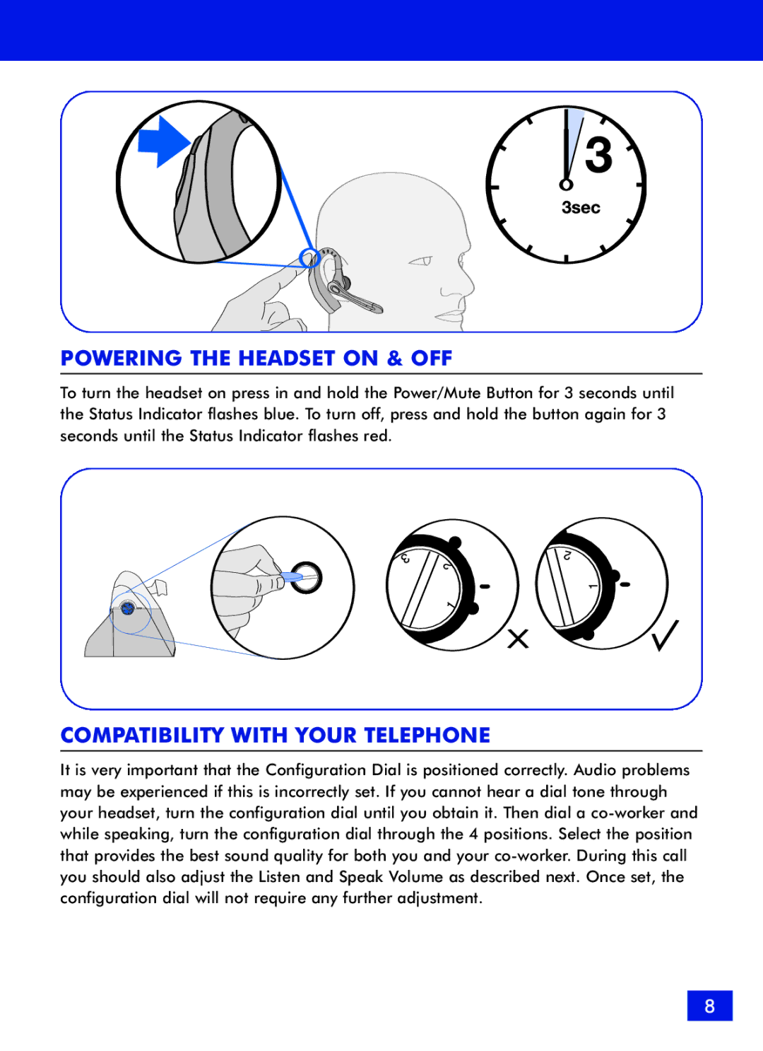 Plantronics 510 manual Powering the Headset on & OFF, Compatibility with Your Telephone 