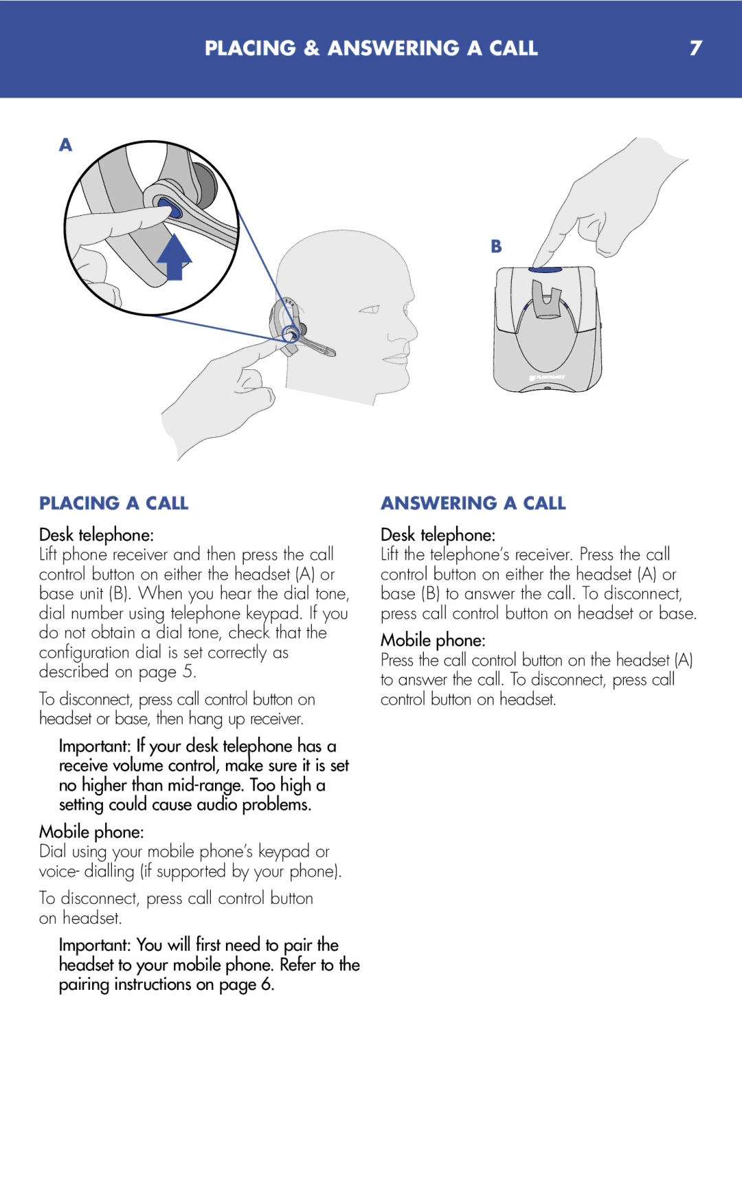 Plantronics 510S manual Placing & Answering a Call, Placing a Call 