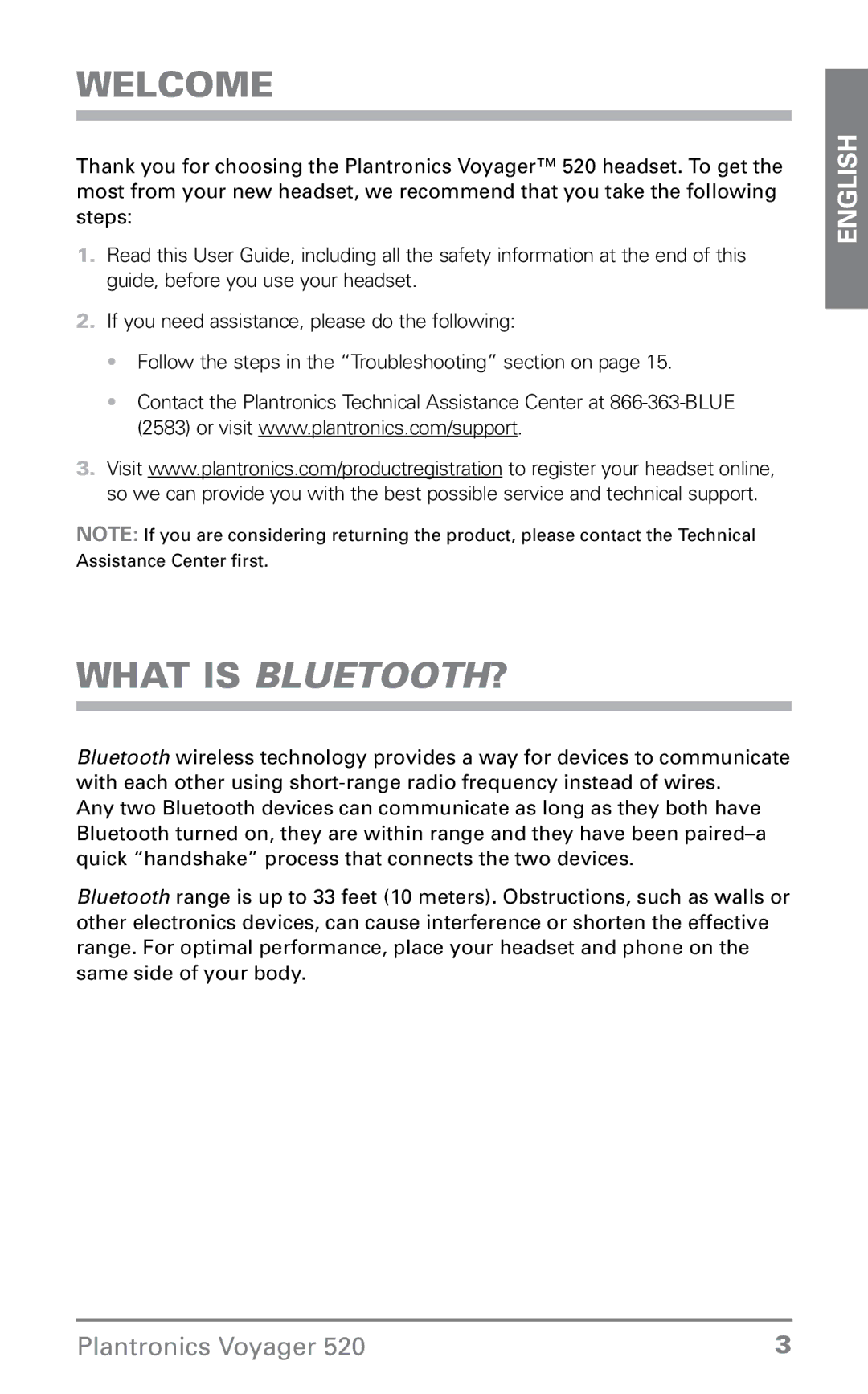 Plantronics 520 manual Welcome, What is Bluetooth? 