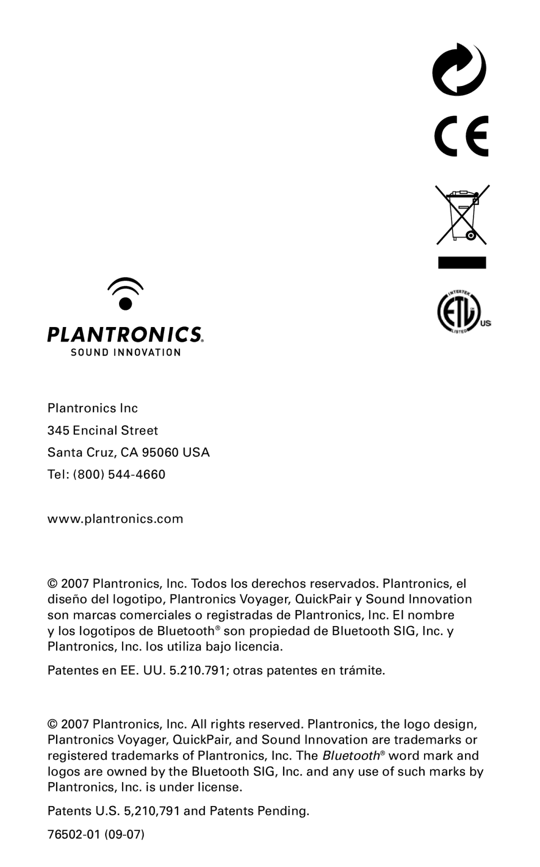 Plantronics 520 manual 