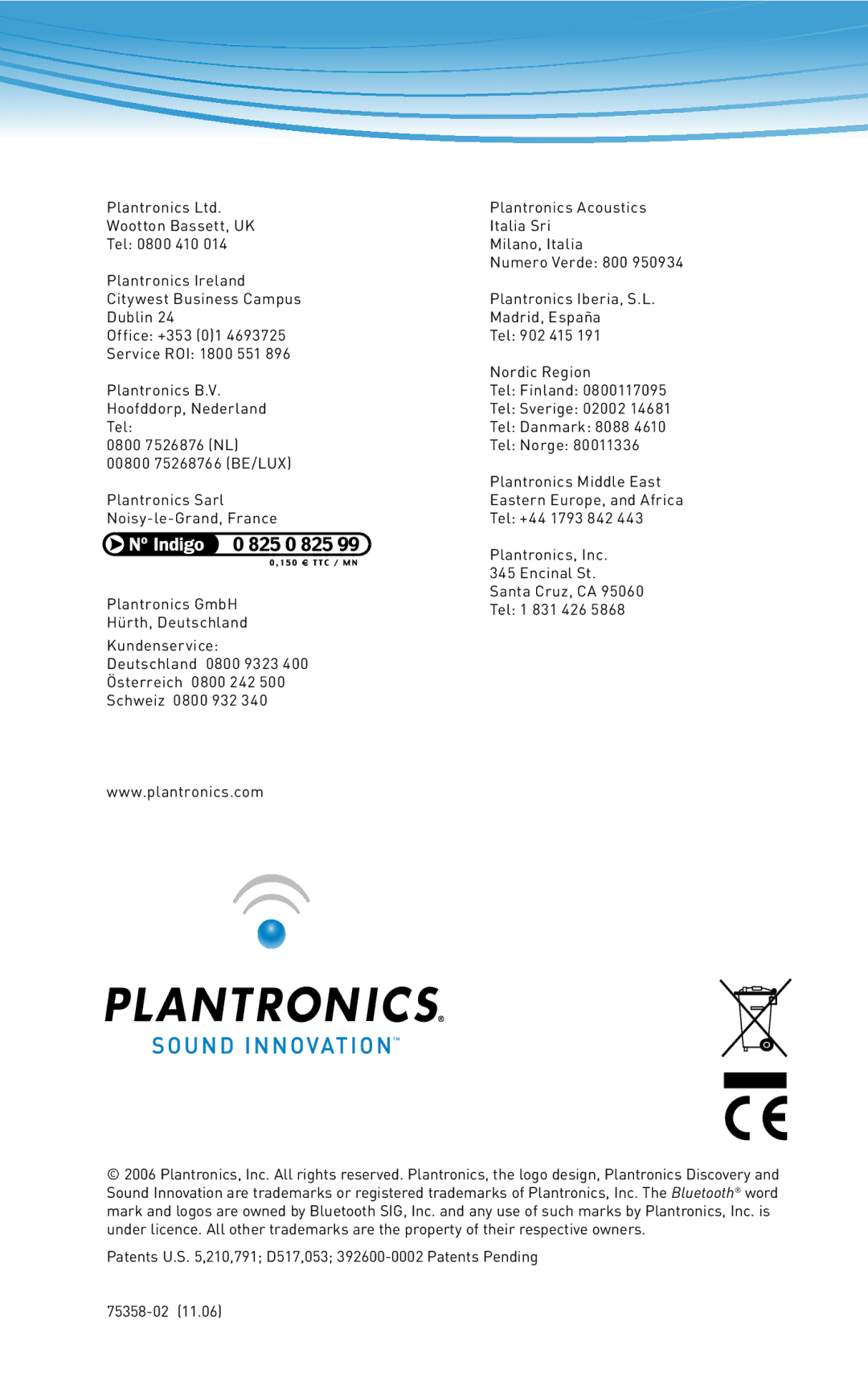 Plantronics 610 manual do utilizador Plantronics Acoustics 