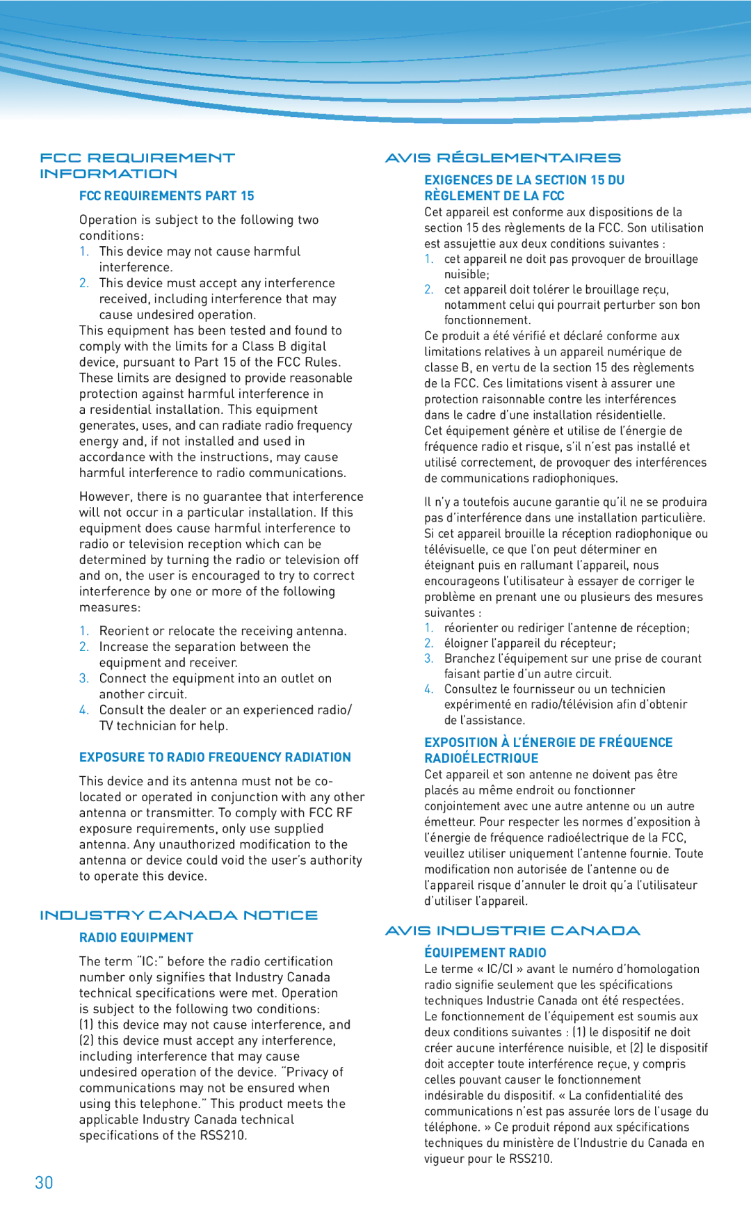 Plantronics 640E manual FCC Requirements Part, Radio Equipment, Exigences de la du règlement de la FCC, Équipement radio 