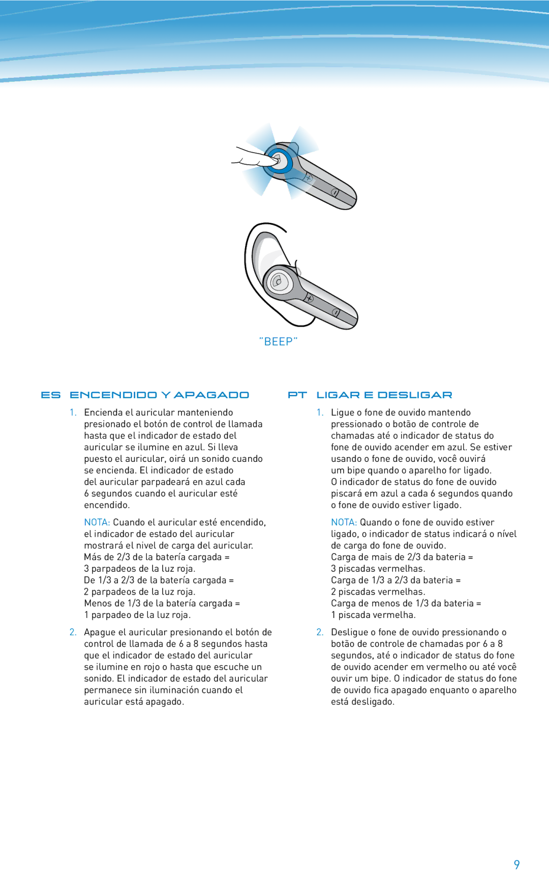 Plantronics 640E manual ES Encendido Y Apagado PT Ligar E Desligar 