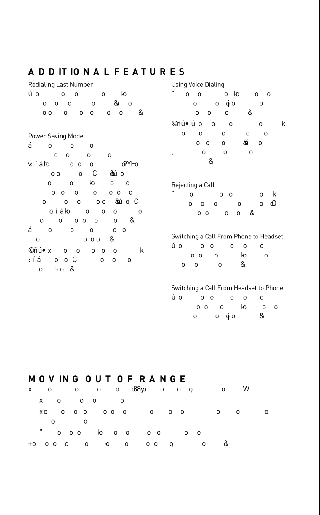 Plantronics 645 manual Additional Features, Moving OUT of Range 