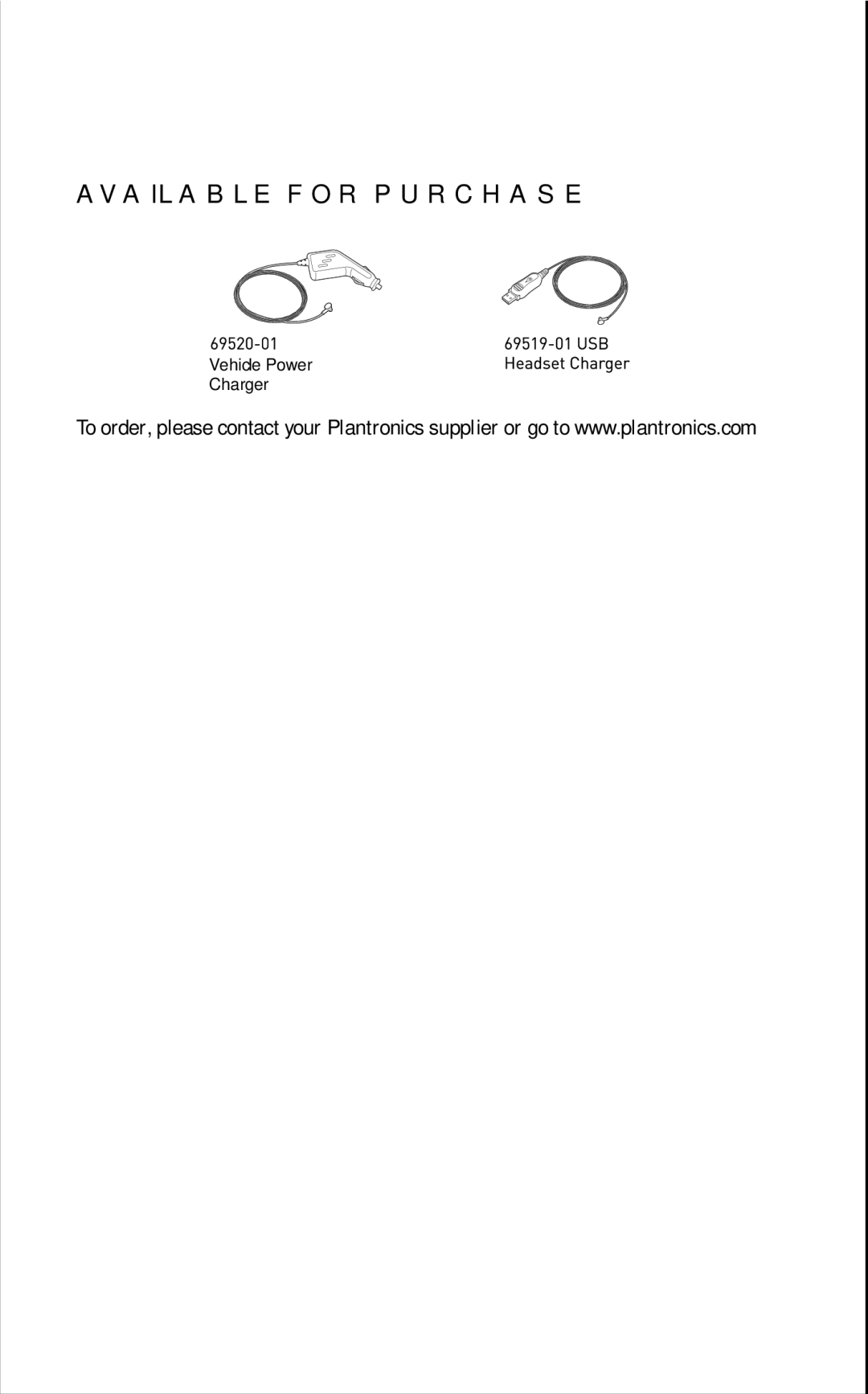 Plantronics 645 manual Optional Accessories, Available for Purchase 