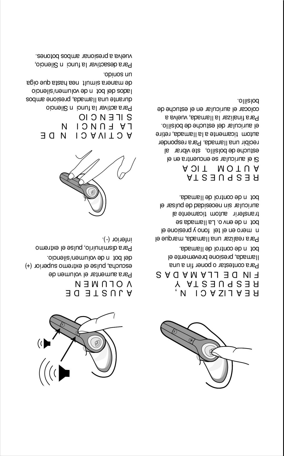 Plantronics 645 manual Función LA DE Activación, DE Ajuste, Respuesta Realización 