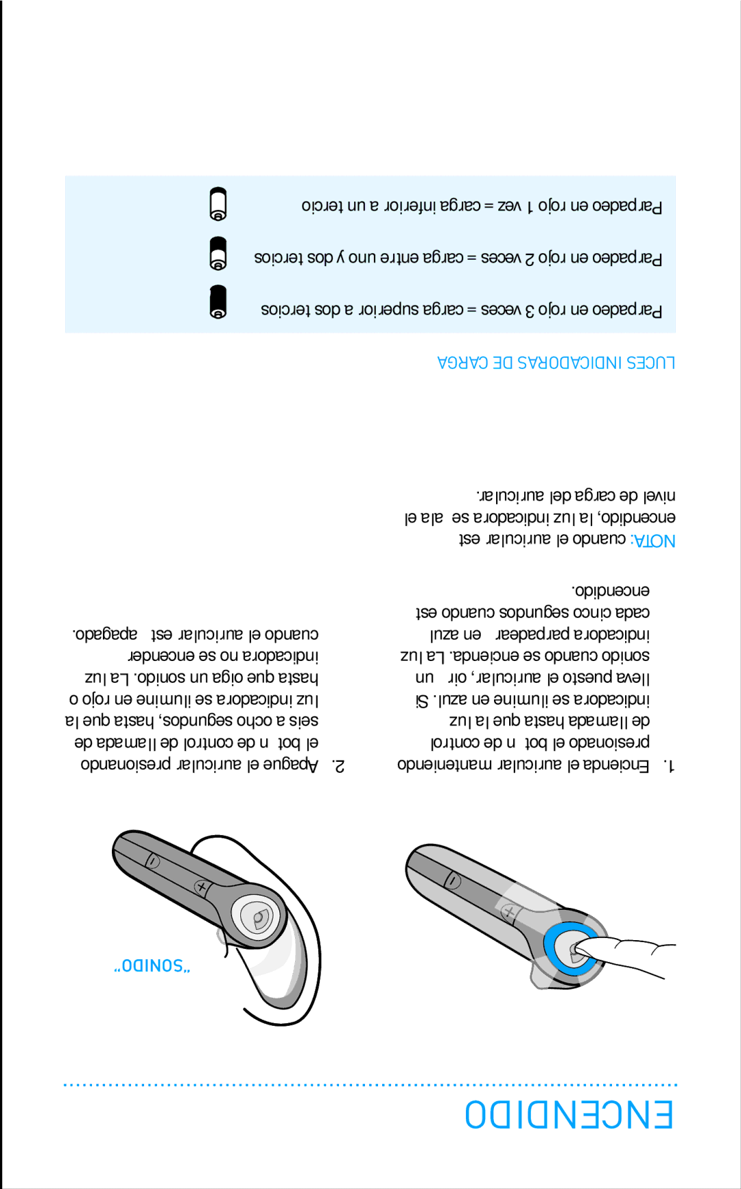 Plantronics 645 manual Encendido 