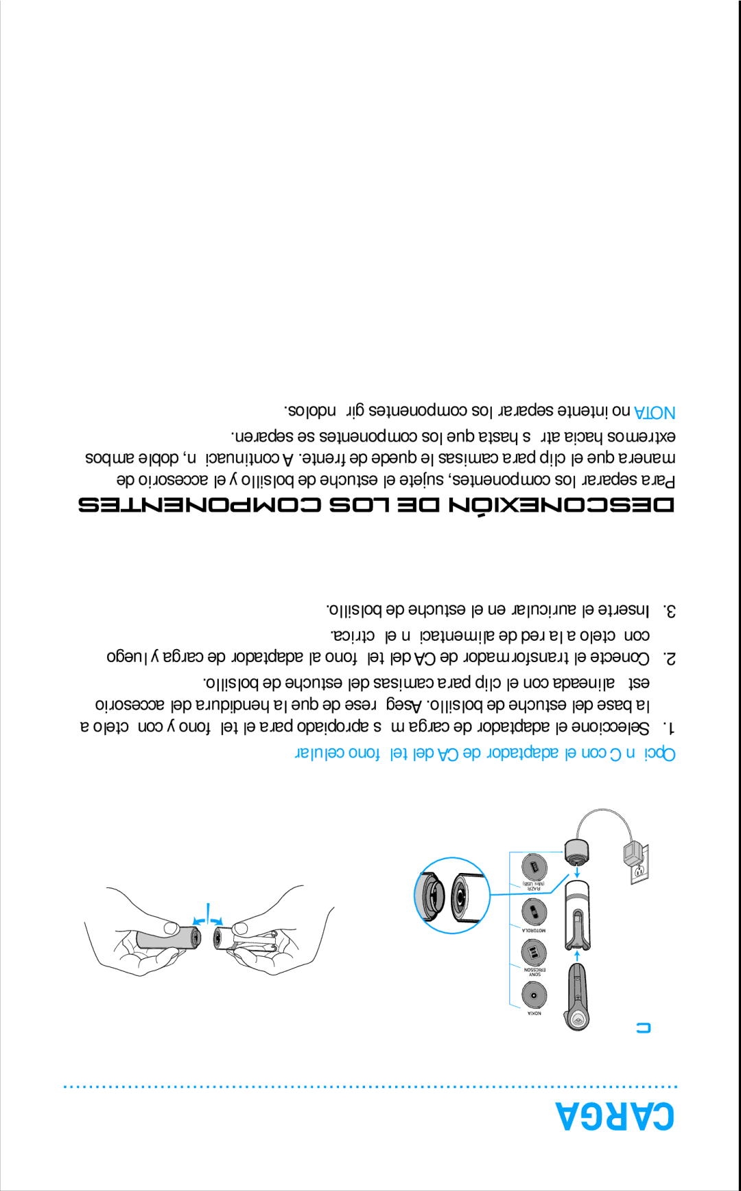 Plantronics 645 manual Carga 