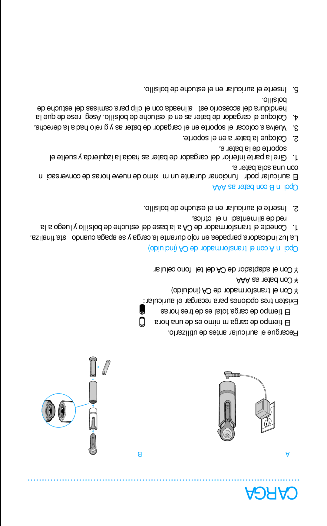 Plantronics 645 manual Bolsillo, Batería la de soporte, Eléctrica alimentación de red 