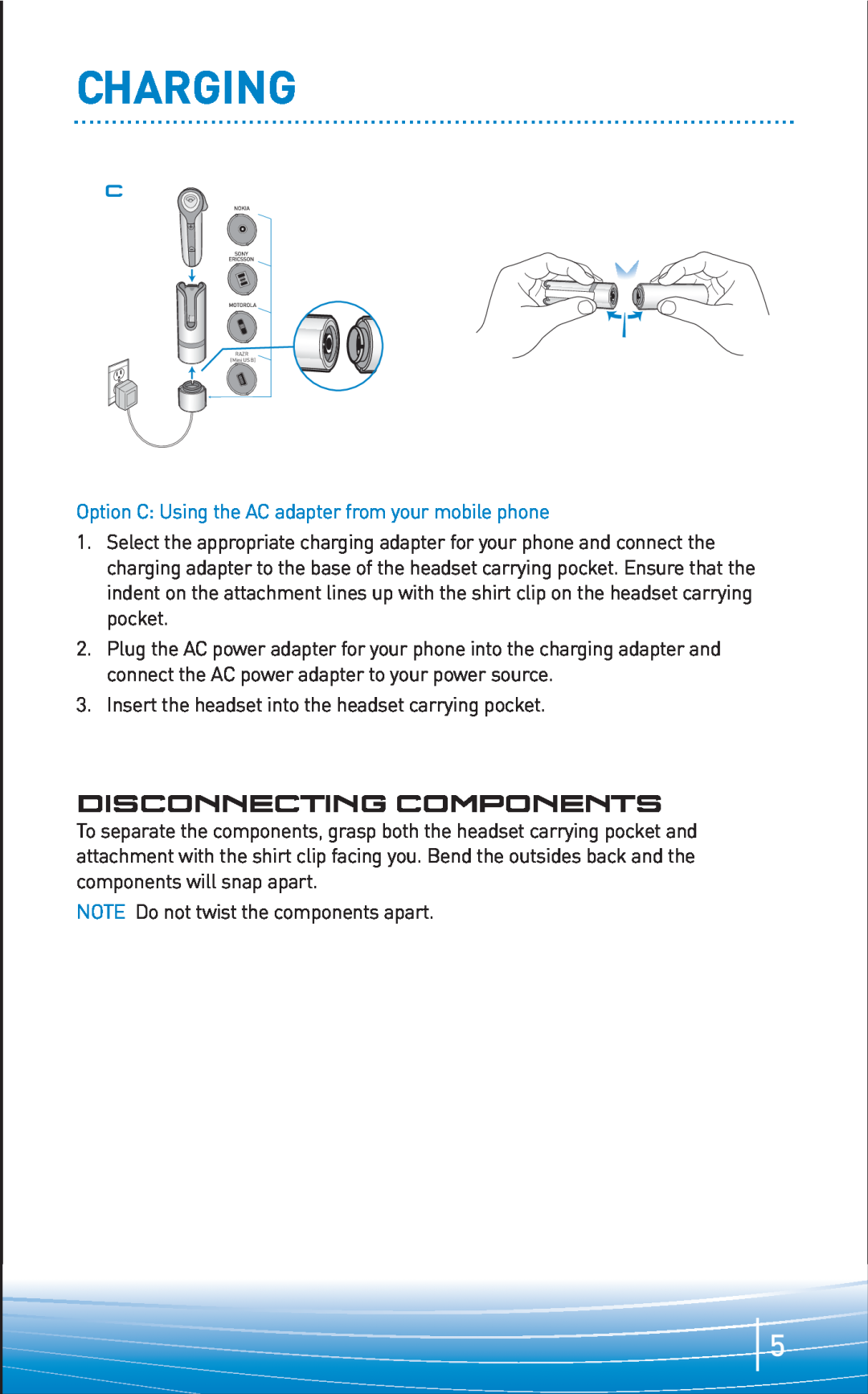 Plantronics 645 manual Disconnecting Components, Charging 