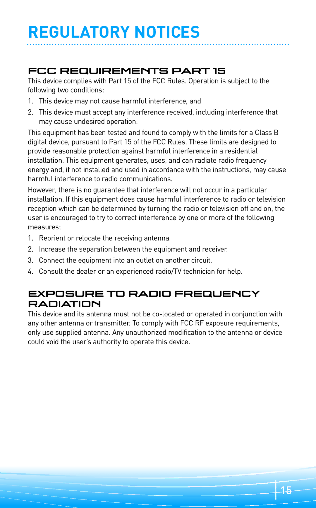 Plantronics 665, 655 manual Regulatory Notices, FCC Requirements Part, Exposure to Radio Frequency Radiation 