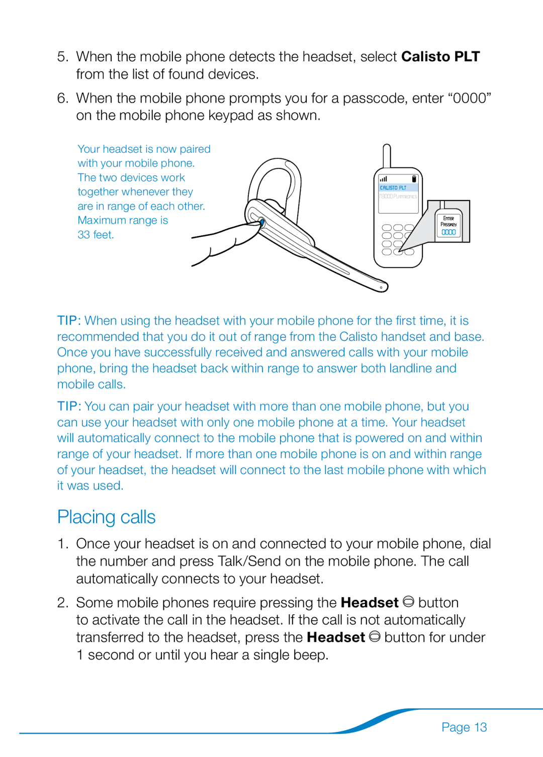 Plantronics 655 manual Placing calls 