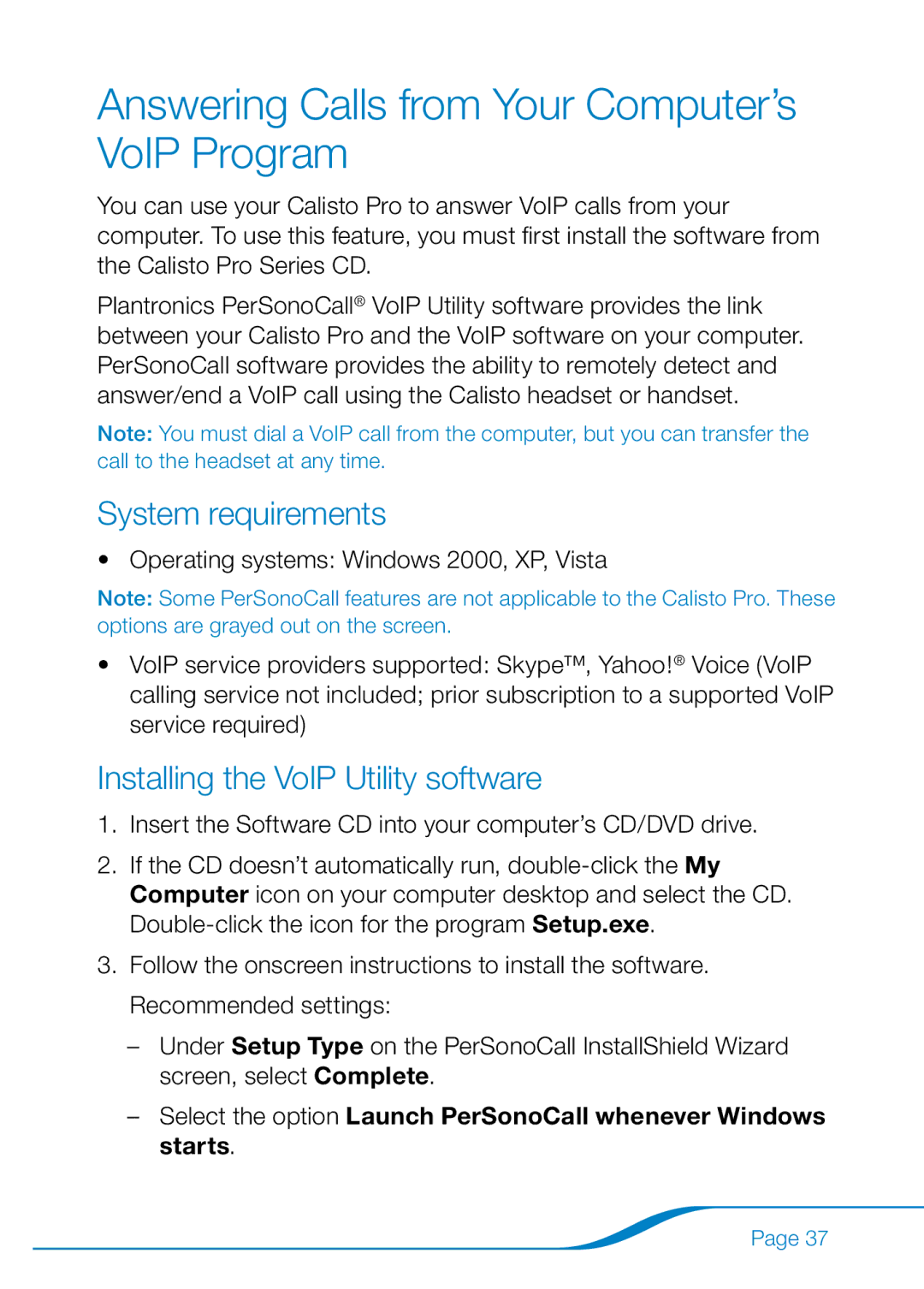 Plantronics 655 manual Answering Calls from Your Computer’s VoIP Program, Installing the VoIP Utility software 