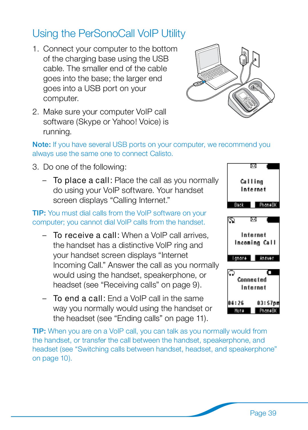 Plantronics 655 manual Using the PerSonoCall VoIP Utility 