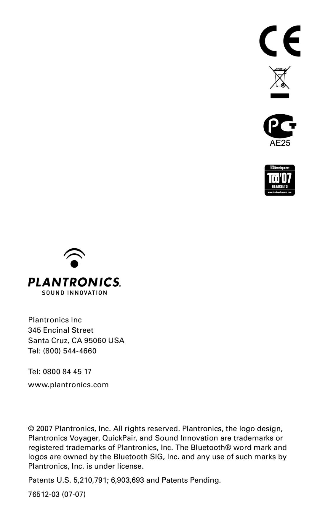 Plantronics 815 manual do utilizador 