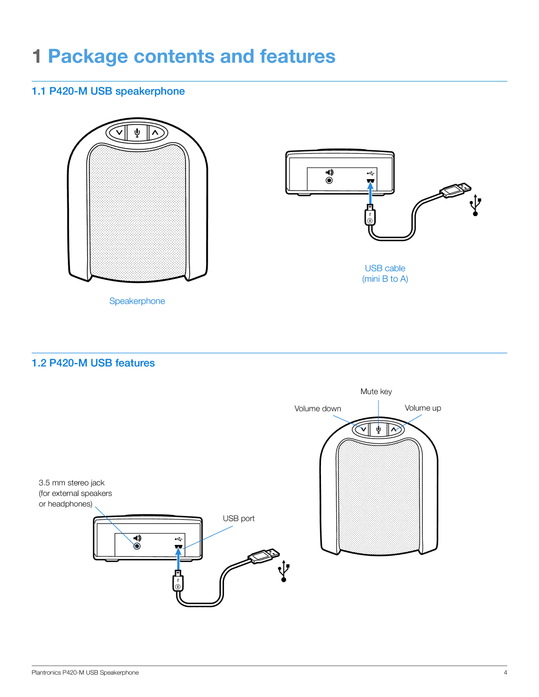 Plantronics 8213602 manual Package contents and features 