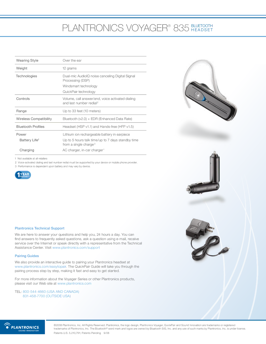 Plantronics manual Plantronics Voyager 835 bluetooth 