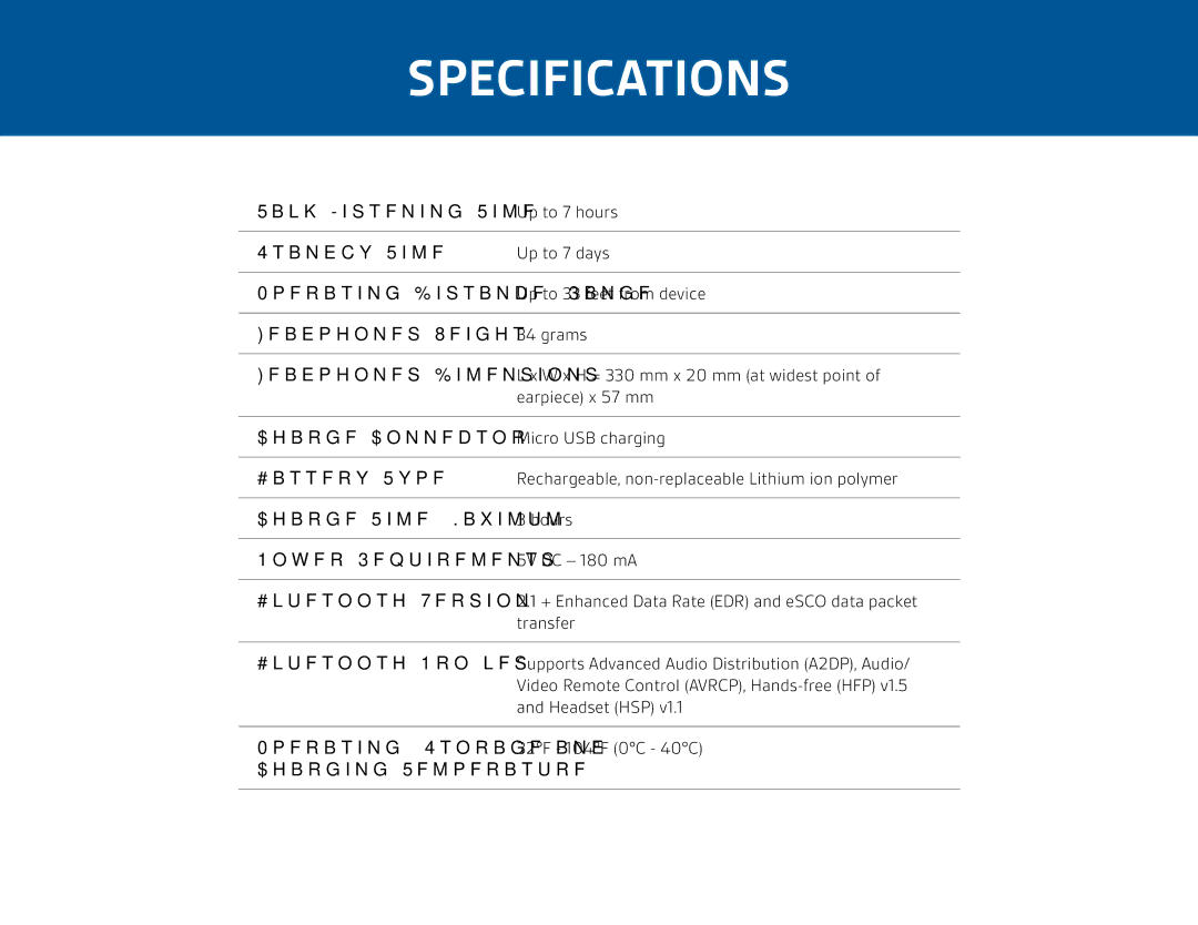 Plantronics 903 manual Specifications 