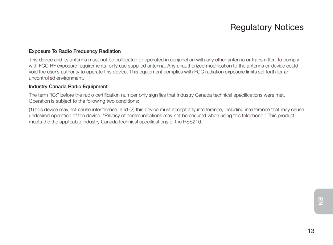 Plantronics 995 manual Regulatory Notices 