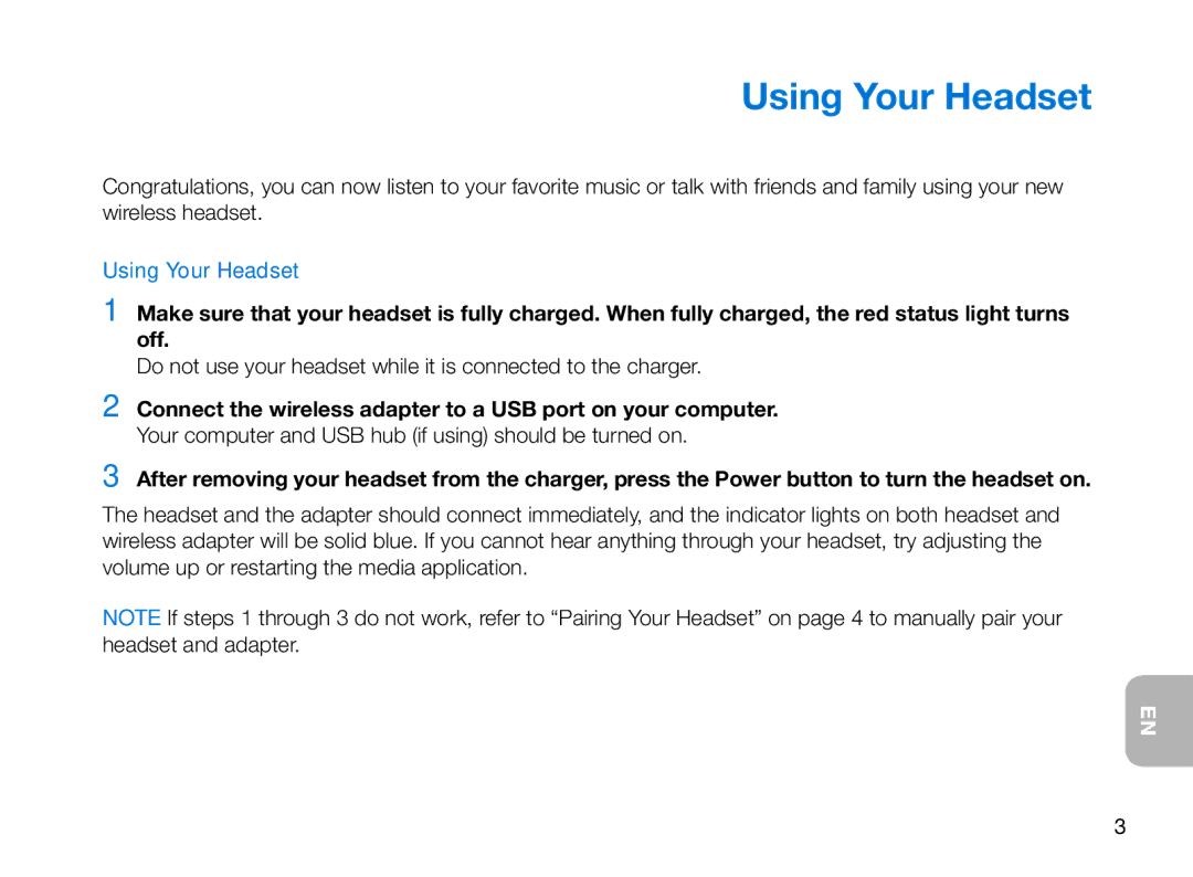 Plantronics 995 manual Using Your Headset 