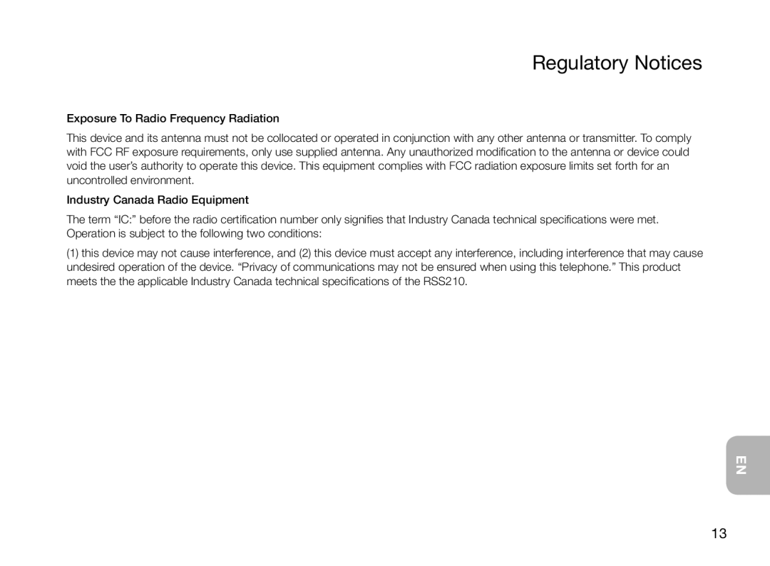 Plantronics 995 manual Regulatory Notices, Exposure To Radio Frequency Radiation 