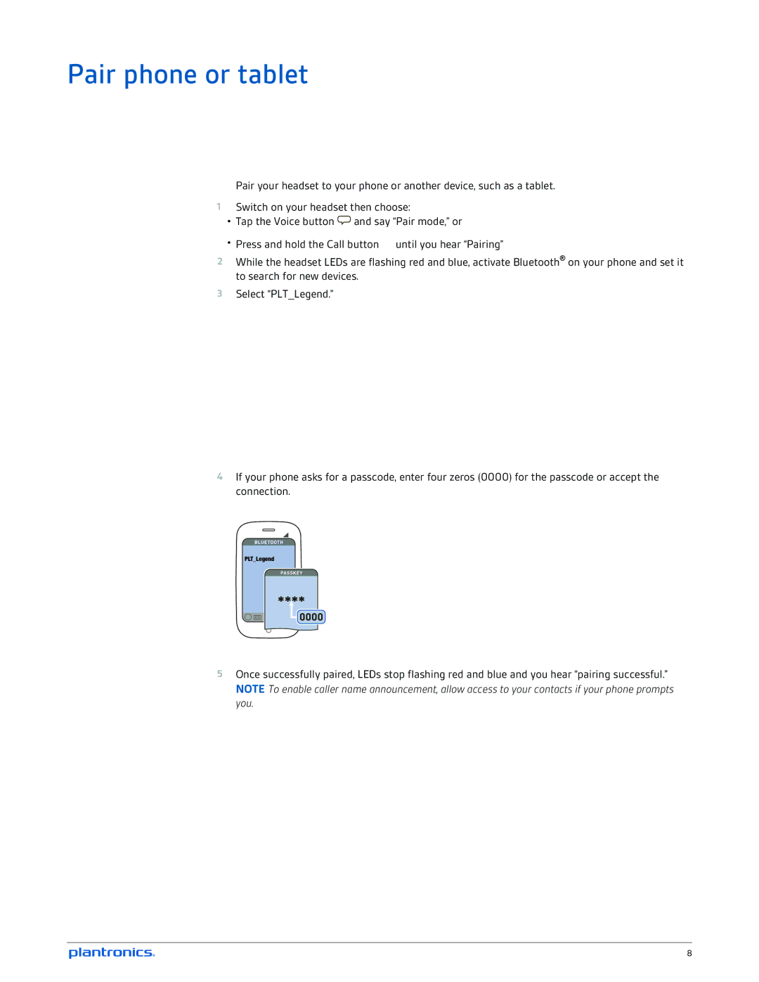 Plantronics B235-M manual Pair phone or tablet 