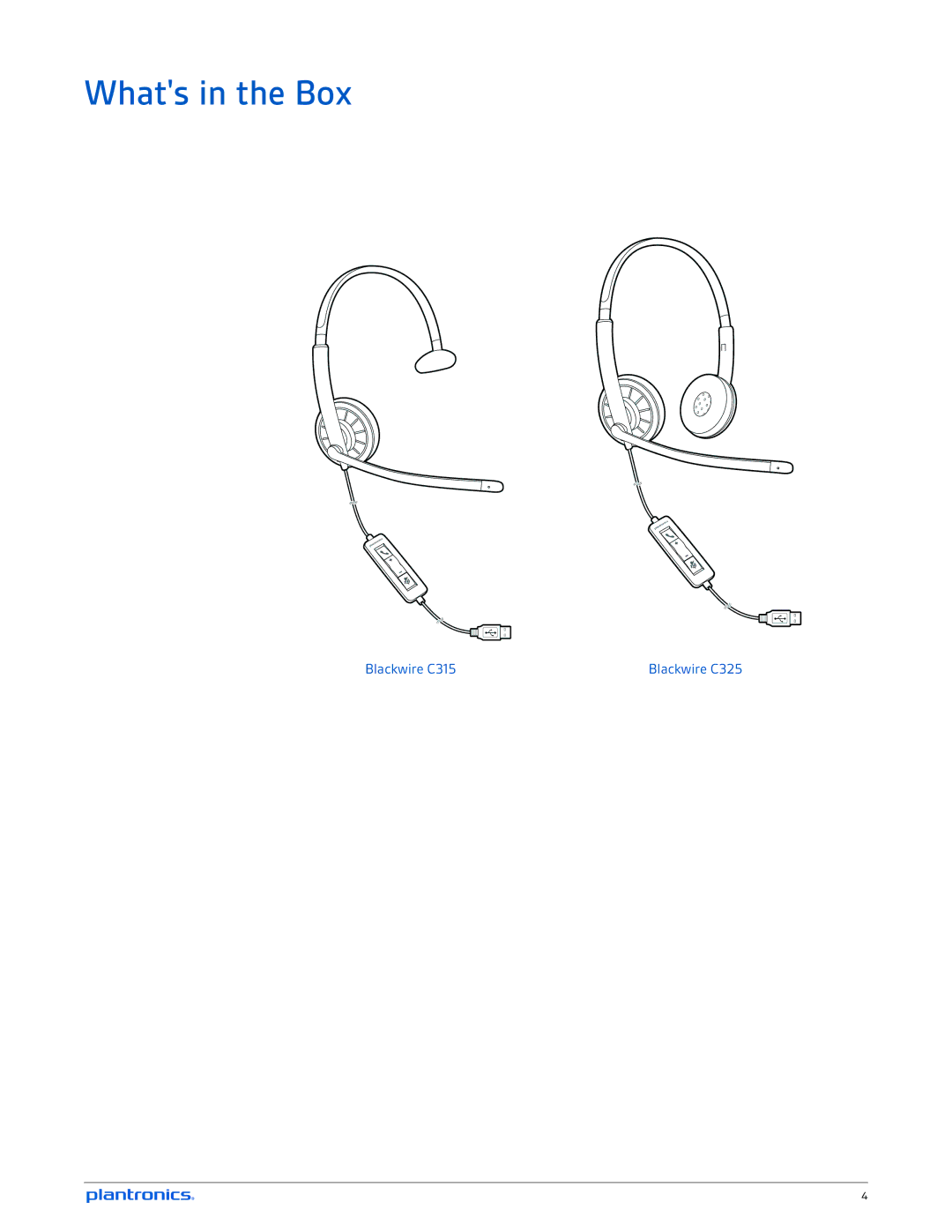 Plantronics C315, C325 manual Whats in the Box 