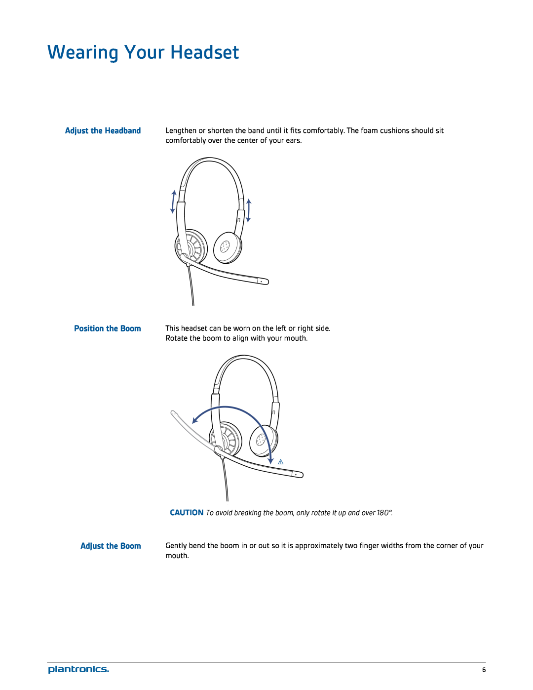 Plantronics C315, C325 manual Wearing Your Headset 