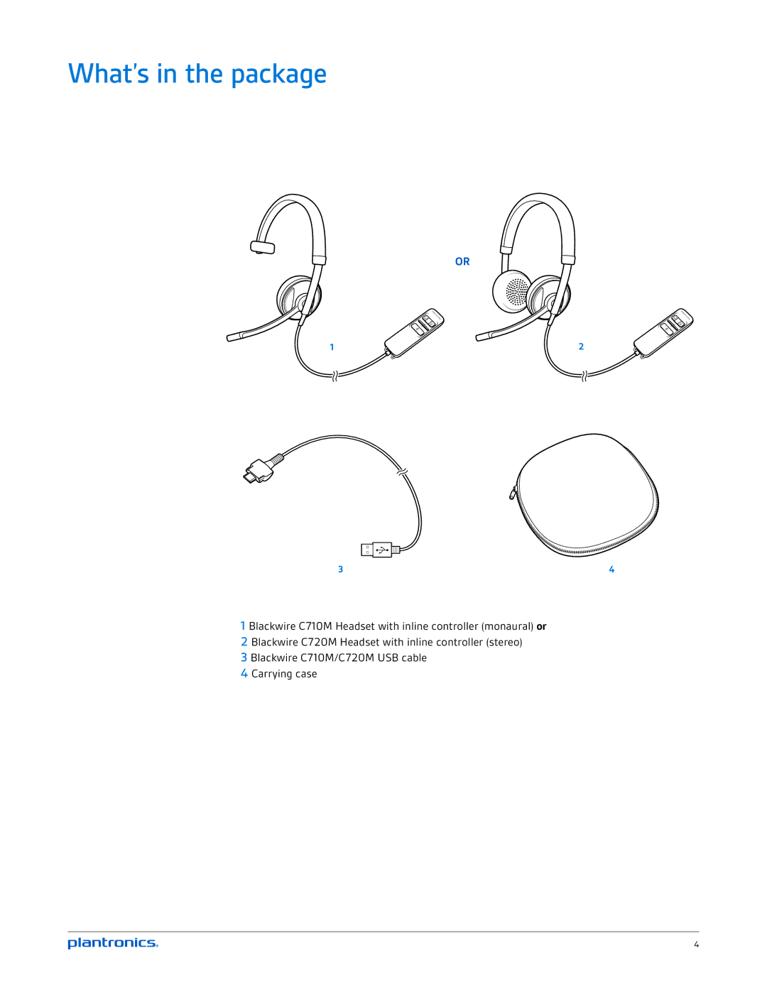 Plantronics C710M, C720M manual What’s in the package 