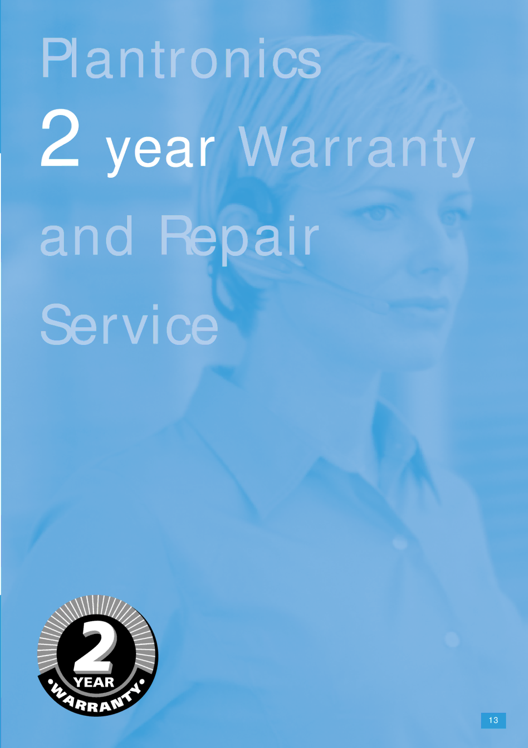 Plantronics CS 60 manual Plantronics Year Warranty Repair Service 