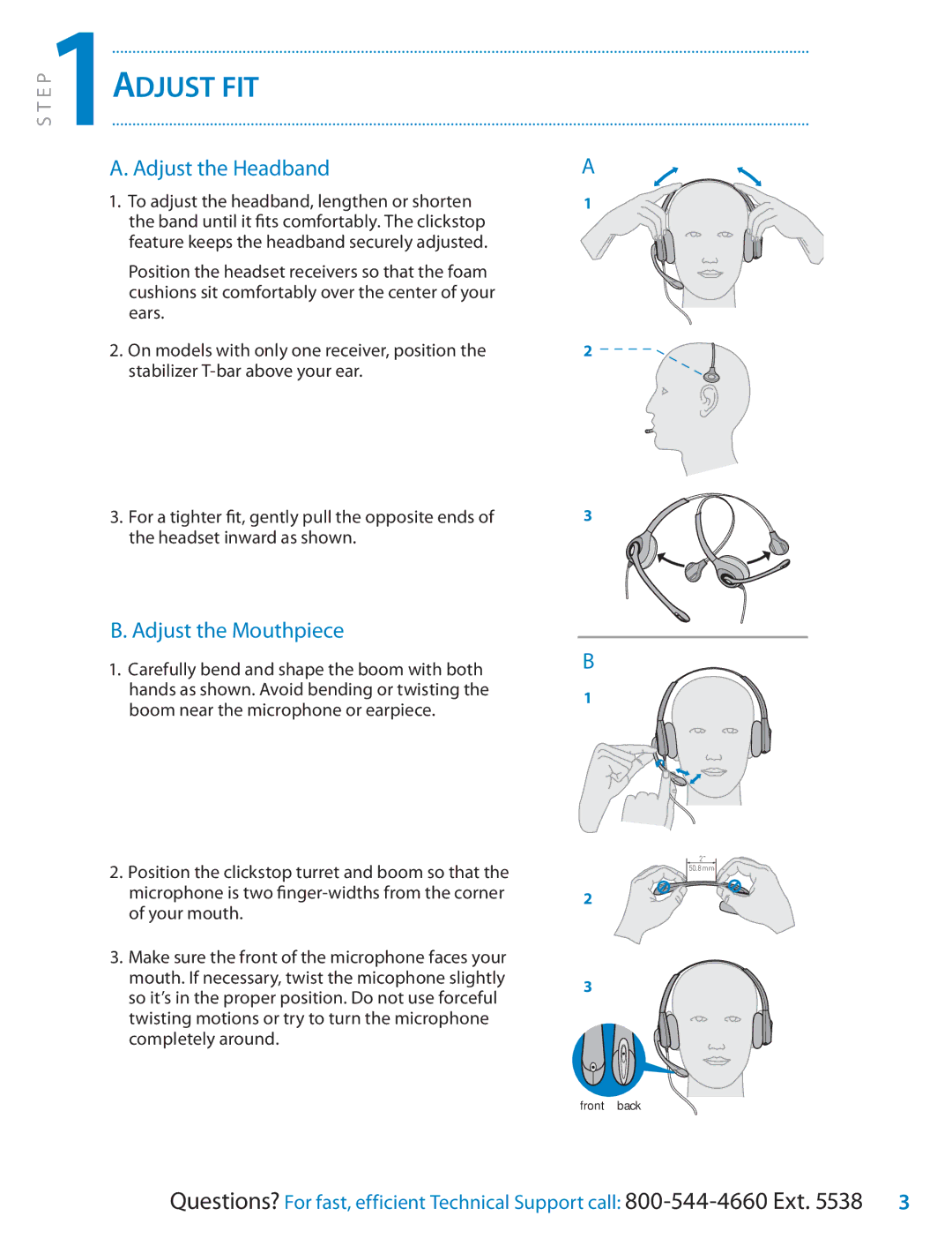 Plantronics CS351N setup guide Adjust the Headband, Adjust the Mouthpiece 