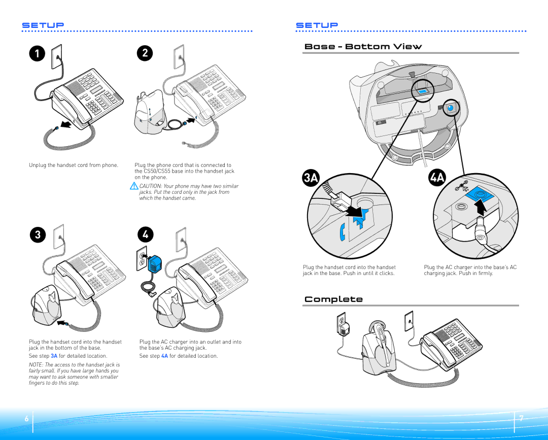 Plantronics CS50/55 warranty Complete, Unplug the handset cord from phone, On the phone 