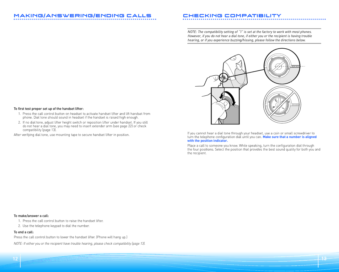 Plantronics CS50/55 warranty With Handset Lifter Optional, To first test proper set up of the handset lifter 