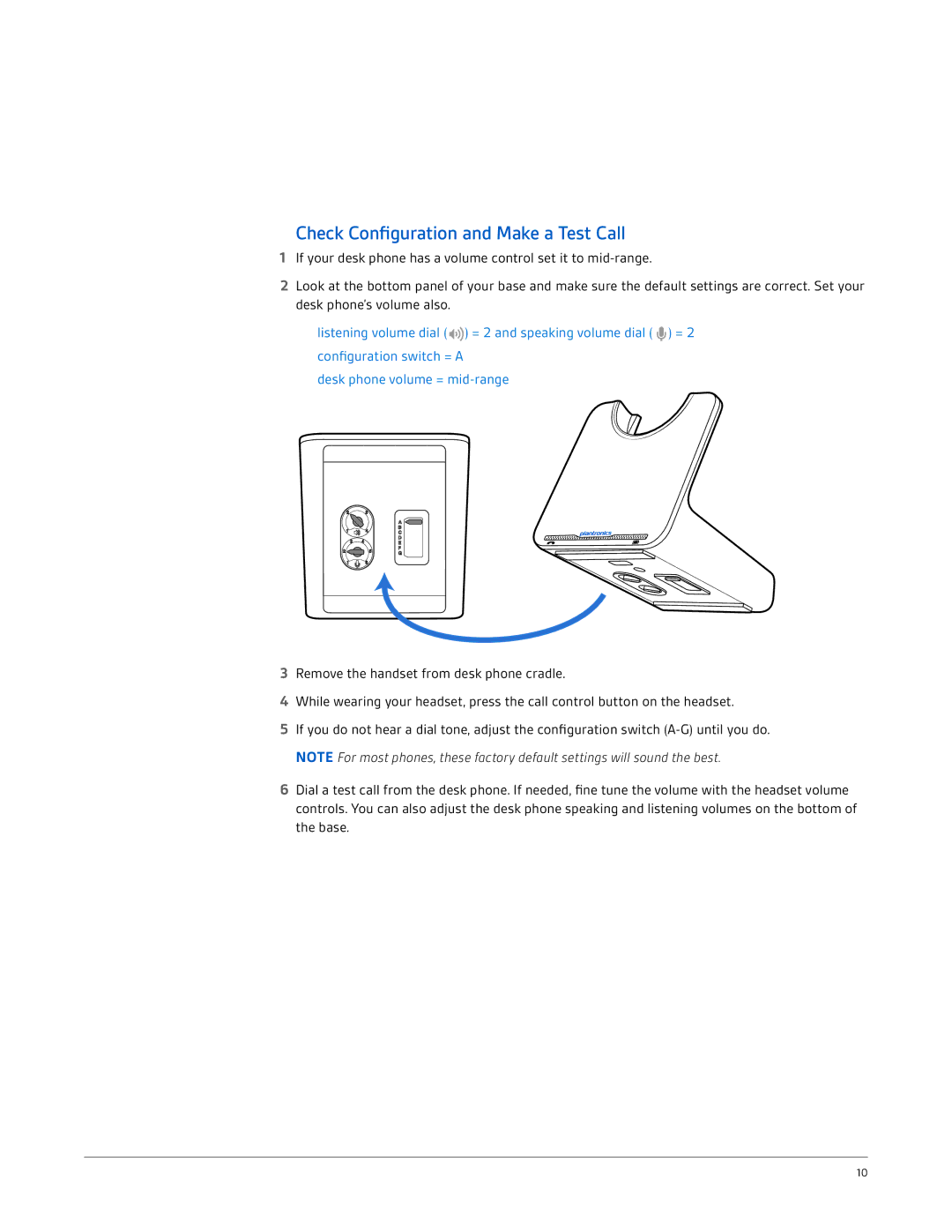 Plantronics CS520, CS510 manual Check Configuration and Make a Test Call 