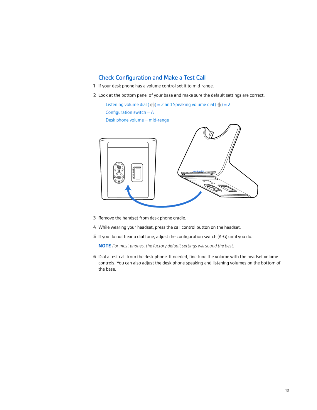 Plantronics CS520-XD, CS510-XD manual Check Configuration and Make a Test Call 