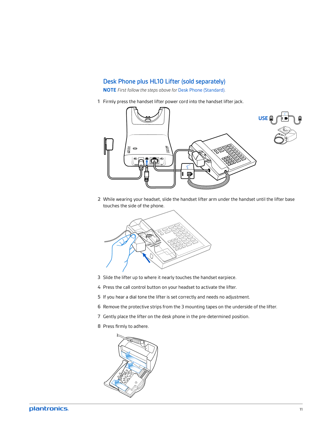 Plantronics CS510-XD, CS520-XD manual Desk Phone plus HL10 Lifter sold separately, Use 