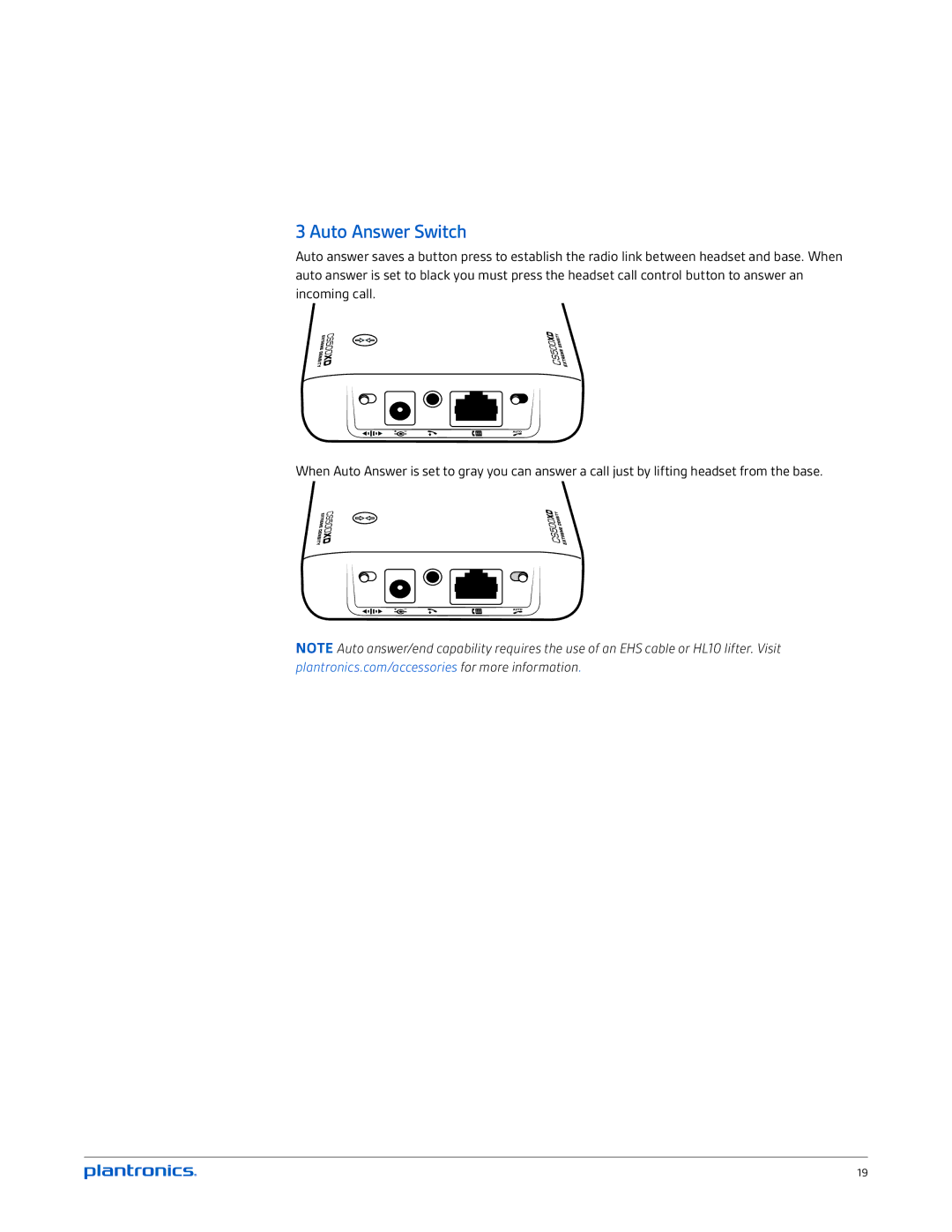 Plantronics CS510-XD, CS520-XD manual Auto Answer Switch 